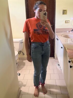 Women's Pom-Pom Hem Jeans